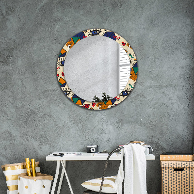 Miroir rond cadre avec impression Style pop art