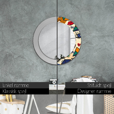 Miroir rond cadre avec impression Style pop art