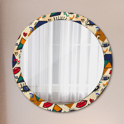 Miroir rond cadre avec impression Style pop art