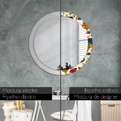 Miroir rond cadre avec impression Style pop art