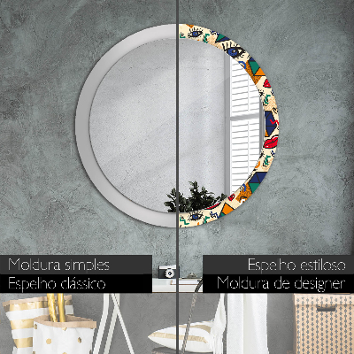 Miroir rond cadre avec impression Style pop art