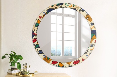 Miroir rond cadre avec impression Style pop art