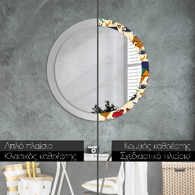 Miroir rond cadre avec impression Style pop art