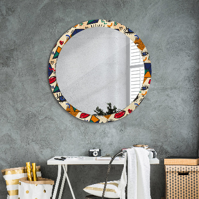 Miroir rond cadre avec impression Style pop art