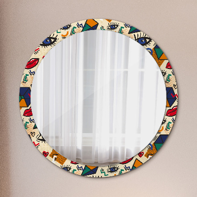 Miroir rond cadre avec impression Style pop art