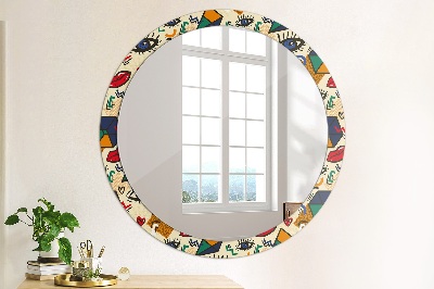 Miroir rond cadre avec impression Style pop art