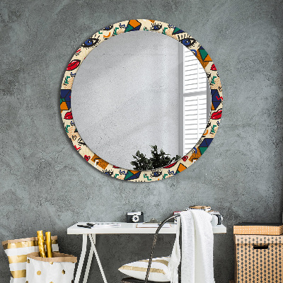 Miroir rond cadre avec impression Style pop art