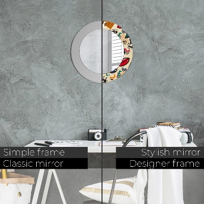 Miroir rond cadre avec impression Style pop art