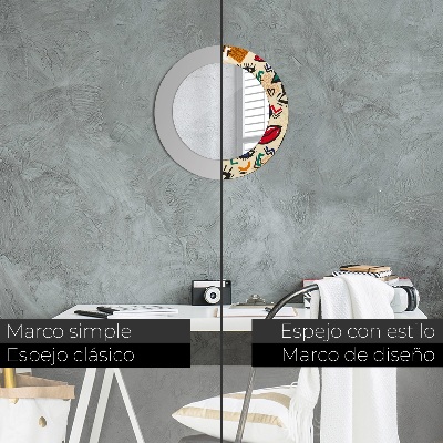 Miroir rond cadre avec impression Style pop art