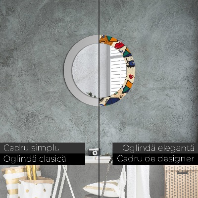 Miroir rond cadre avec impression Style pop art