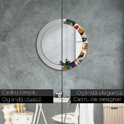 Miroir rond cadre avec impression Style pop art