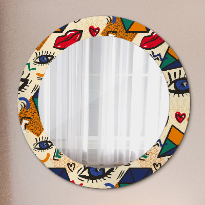 Miroir rond cadre avec impression Style pop art