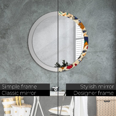 Miroir rond cadre avec impression Style pop art