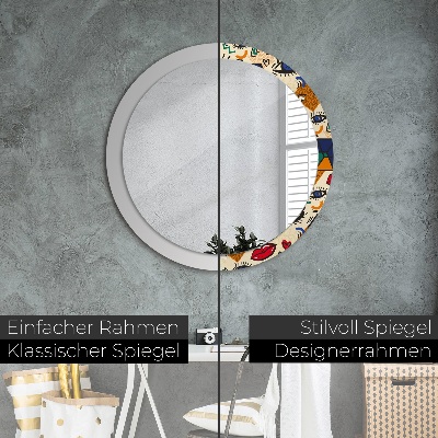 Miroir rond cadre avec impression Style pop art