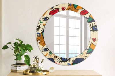 Miroir rond cadre avec impression Style pop art