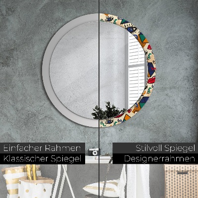 Miroir rond cadre avec impression Style pop art