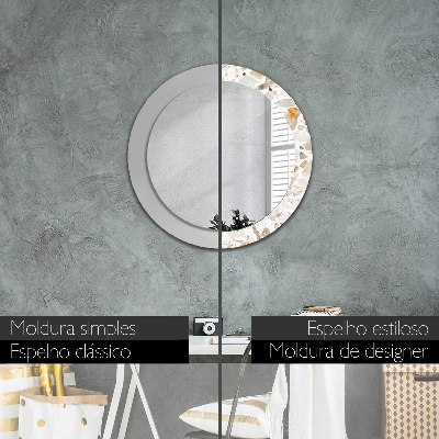 Miroir rond avec décoration Fond terrazzo