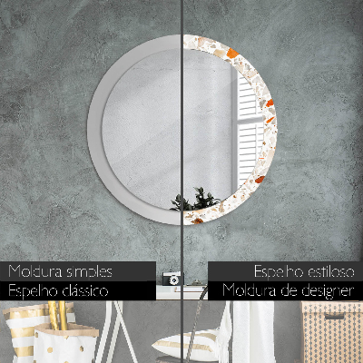 Miroir rond avec décoration Fond terrazzo