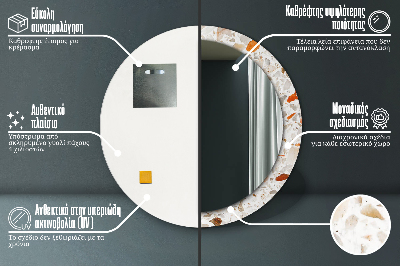 Miroir rond avec décoration Fond terrazzo