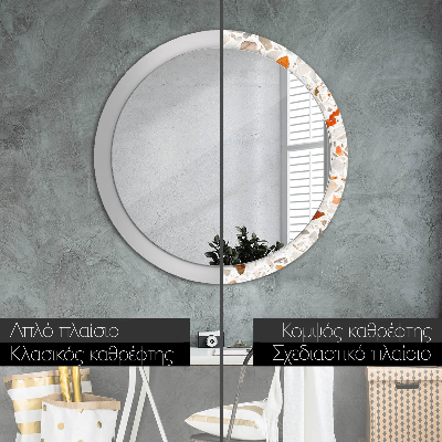 Miroir rond avec décoration Fond terrazzo