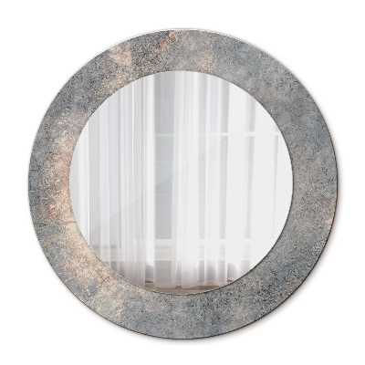 Miroir rond cadre avec impression Béton vintage