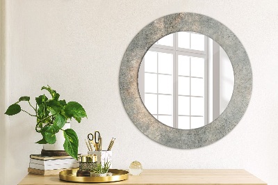 Miroir rond cadre avec impression Béton vintage