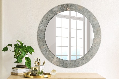 Miroir rond cadre avec impression Béton vintage