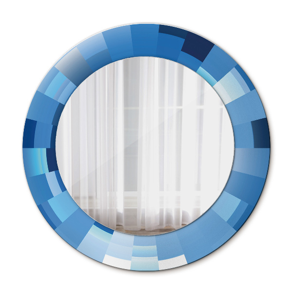Miroir rond avec décoration Abstrait bleu