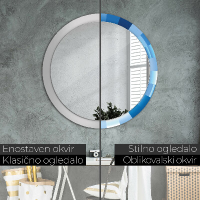 Miroir rond avec décoration Abstrait bleu