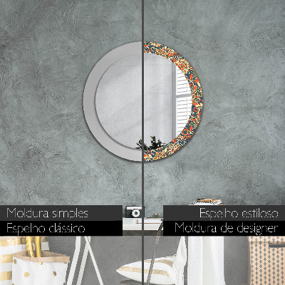 Miroir rond avec décoration Illustration florale vintage