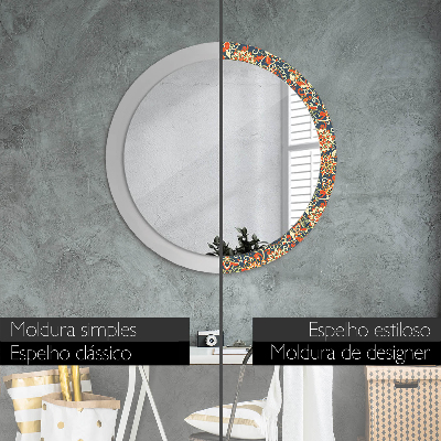 Miroir rond avec décoration Illustration florale vintage