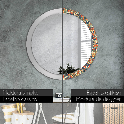 Miroir rond avec décoration Illustration florale vintage