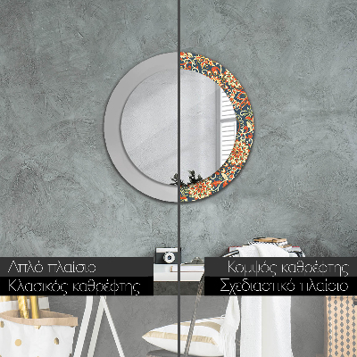 Miroir rond avec décoration Illustration florale vintage