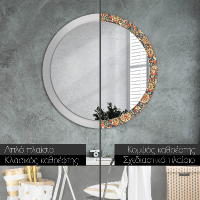 Miroir rond avec décoration Illustration florale vintage