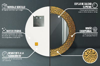 Miroir rond avec décoration Ornement grec