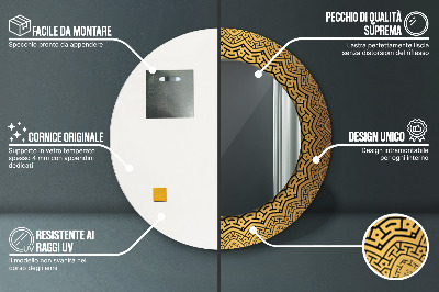 Miroir rond avec décoration Ornement grec