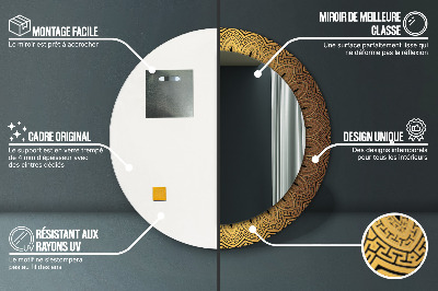 Miroir rond avec décoration Ornement grec