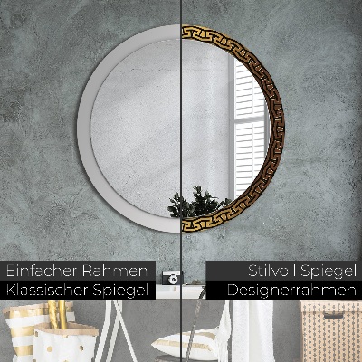 Miroir rond avec décoration Ornement grec