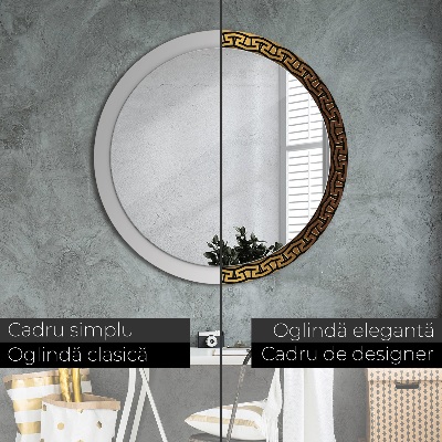 Miroir rond avec décoration Ornement grec