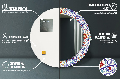 Miroir rond cadre imprimé Composition orientale colorée