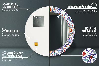 Miroir rond cadre imprimé Composition orientale colorée