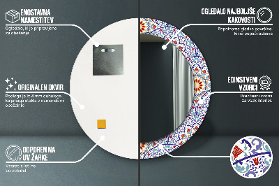 Miroir rond cadre imprimé Composition orientale colorée