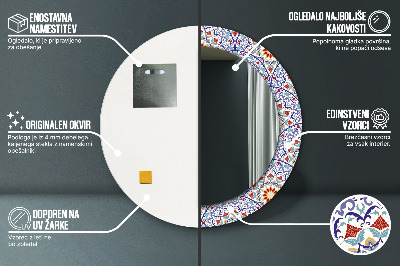 Miroir rond cadre imprimé Composition orientale colorée