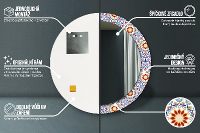 Miroir rond cadre imprimé Composition orientale colorée