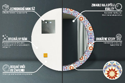 Miroir rond cadre imprimé Composition orientale colorée