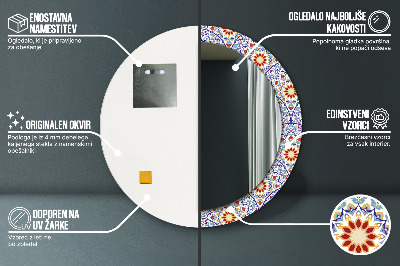 Miroir rond cadre imprimé Composition orientale colorée