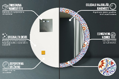 Miroir rond cadre imprimé Composition orientale colorée