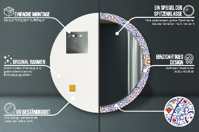 Miroir rond cadre imprimé Composition orientale colorée