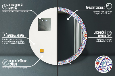 Miroir rond cadre imprimé Composition orientale colorée