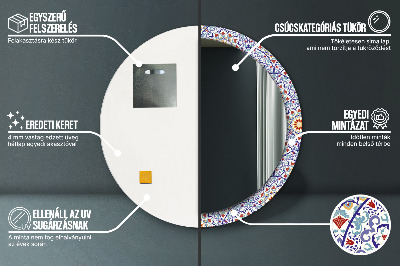 Miroir rond cadre imprimé Composition orientale colorée